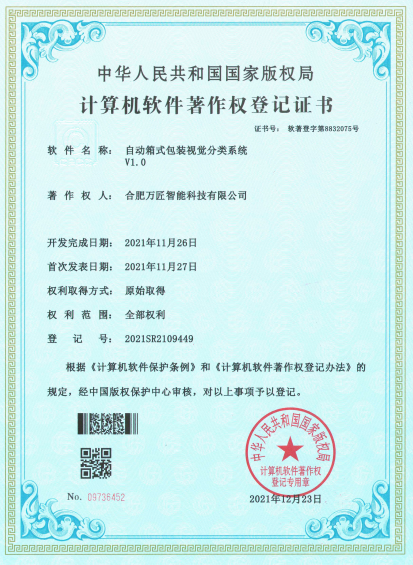 自动箱式包装视觉分类系统V1.0